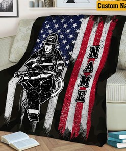 Personalized Firefighter Quilt Blanket, Firefighter Academy Gift for Him, Congratulations Gift for Husband