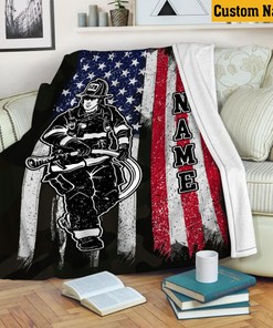 Personalized Firefighter Quilt Blanket, Firefighter Academy Gift for Him, Congratulations Gift for Husband