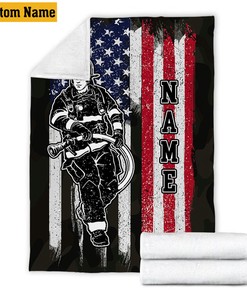 Personalized Firefighter Quilt Blanket, Firefighter Academy Gift for Him, Congratulations Gift for Husband