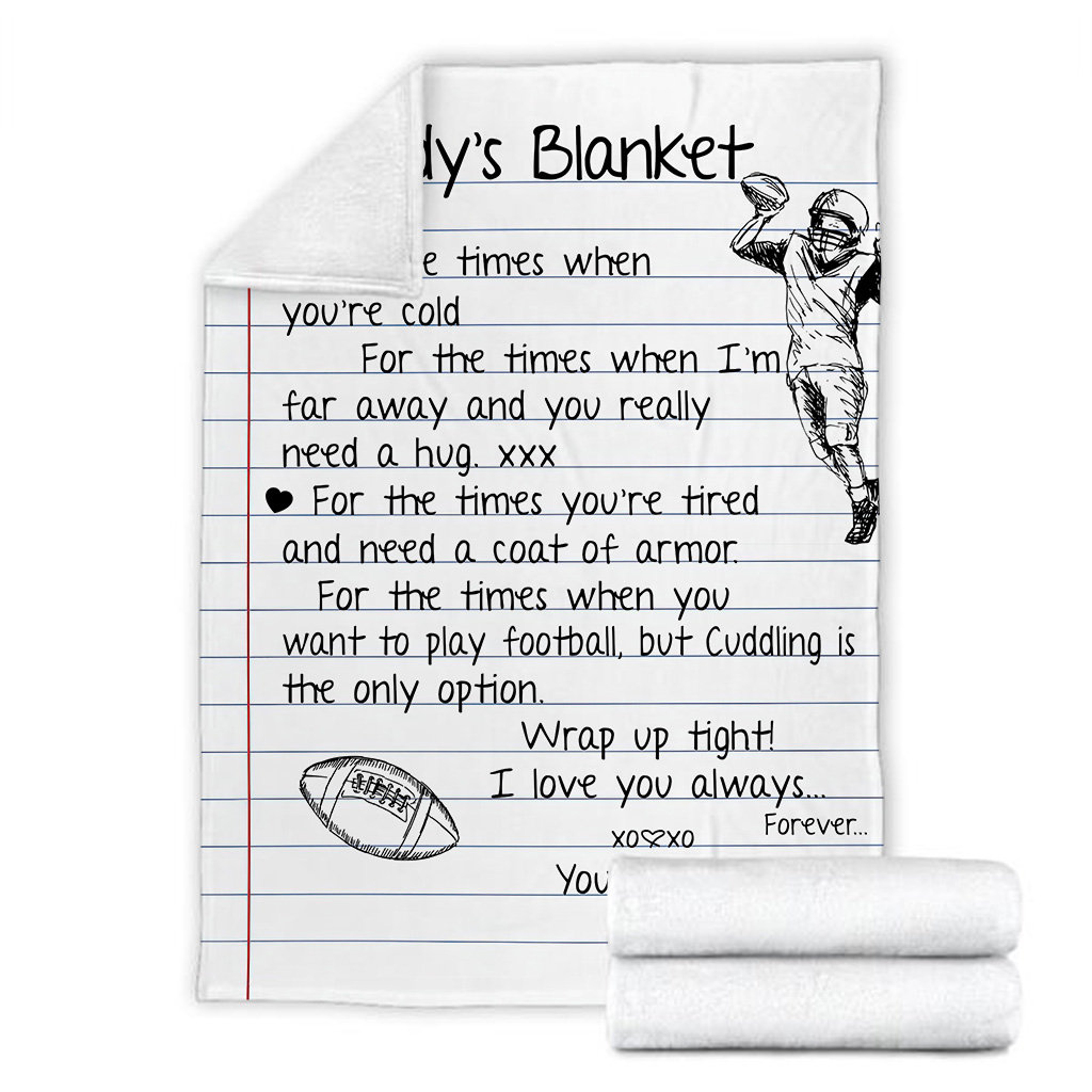 Personalized Football Daddy's Quilt Blanket, Father's Day Blanket, Fleece Sherpa Quilt Blanket, Custom Name Quilt Blanket, Home Decor