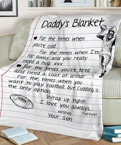 Personalized Football Daddy's Quilt Blanket, Father's Day Blanket, Fleece Sherpa Quilt Blanket, Custom Name Quilt Blanket, Home Decor