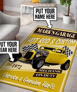 Personalized Garage Hot Rod And Custom Rug for Home Decoration