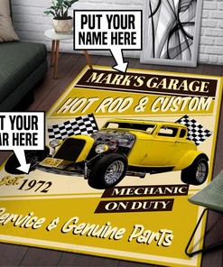 Personalized Garage Hot Rod And Custom Rug for Home Decoration