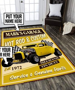 Personalized Garage Hot Rod And Custom Rug for Home Decoration