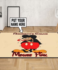 Personalized Garage Mouse Fink Rug Hot Rod Rug for Garage
