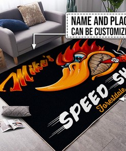 Personalized Hot Rod Garage Area Rug