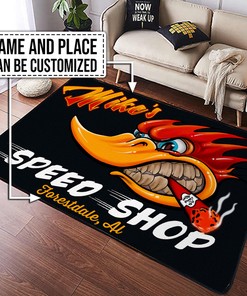 Personalized Hot Rod Garage Area Rug