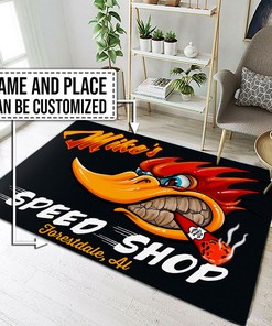 Personalized Hot Rod Garage Area Rug