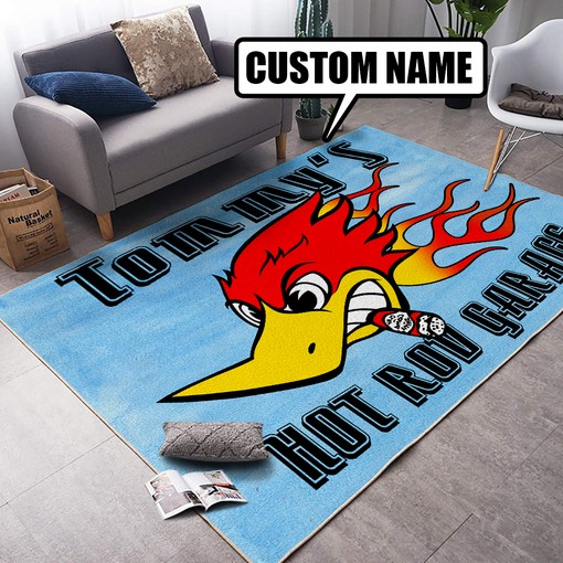 Personalized Hot Rod Garage Rug