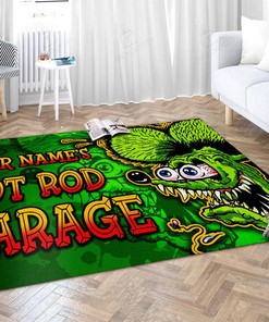 Personalized Hot Rod Garage Rug Rat Fink Rug for Garage