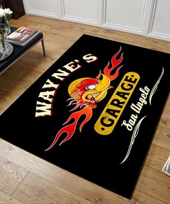 Personalized Hot Rod Garage Speed Shop Area Rug for Garage
