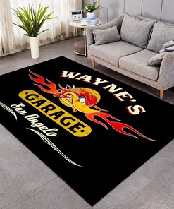 Personalized Hot Rod Garage Speed Shop Area Rug for Garage