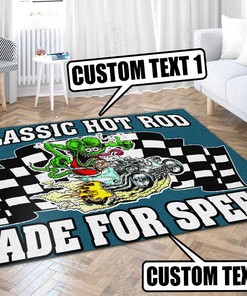 Personalized Hot Rod Rat Fink Rug Hot Rod Rug for Garage