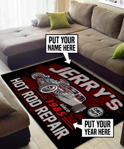 Personalized Hot Rod Repair Call 247 Rug - Unique Rug for Hot Rod Enthusiasts