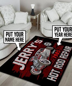 Personalized Hot Rod Repair Call 247 Rug - Unique Rug for Hot Rod Enthusiasts