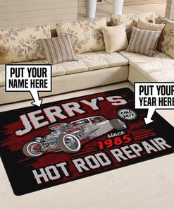 Personalized Hot Rod Repair Call 247 Rug - Unique Rug for Hot Rod Enthusiasts