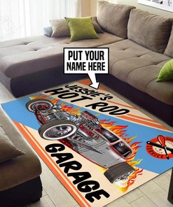 Personalized Hot Rod Service Garage Area Rug for Home Decoration