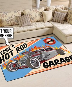 Personalized Hot Rod Service Garage Area Rug for Home Decoration