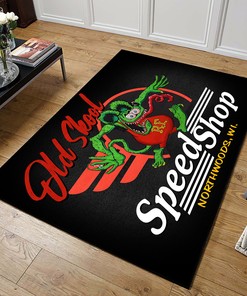 Personalized Hot Rod Speed Shop Area Rug - Featuring Rat Fink