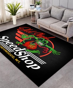 Personalized Hot Rod Speed Shop Area Rug - Featuring Rat Fink