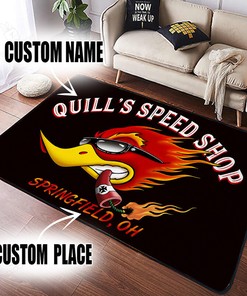 Personalized Hot Rod Speed Shop Area Rug for Garage