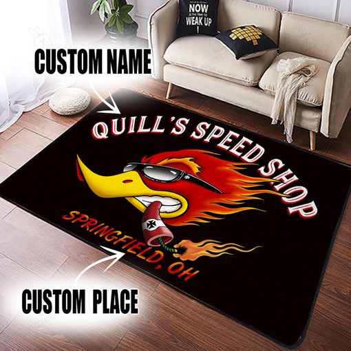 Personalized Hot Rod Speed Shop Area Rug for Garage