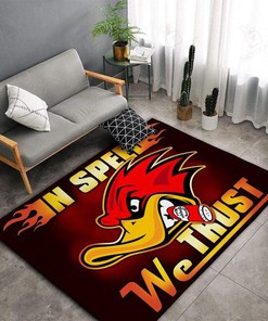 Personalized In Speed We Trust Duck Hot Rod Area Rug for Garage