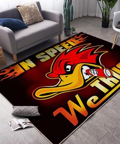 Personalized In Speed We Trust Duck Hot Rod Area Rug for Garage