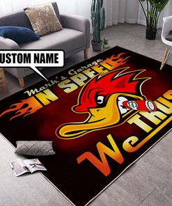 Personalized In Speed We Trust Hot Rod Area Rug for Hot Rod Lovers
