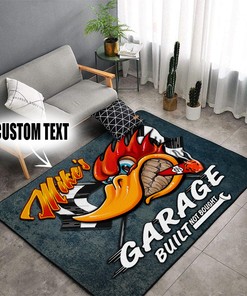 Personalized Kustom Kultrure Old School Hot Rod Garage Area Rug for Hot Rod Lovers