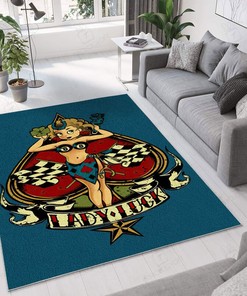 Personalized Lady Luck Hot Rod Area Rug for Home Decoration