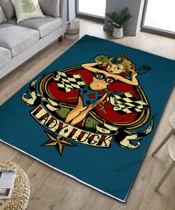 Personalized Lady Luck Hot Rod Area Rug for Home Decoration