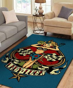 Personalized Lady Luck Hot Rod Area Rug for Home Decoration