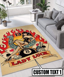 Personalized Lady Luck Hot Rod Rug for Home Decoration