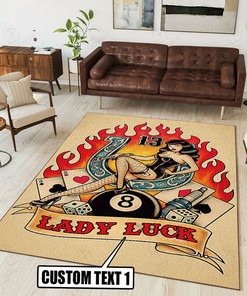 Personalized Lady Luck Hot Rod Rug for Home Decoration