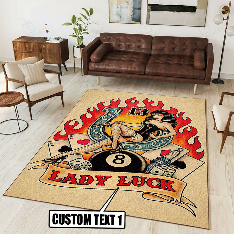 Personalized Lady Luck Hot Rod Rug for Home Decoration
