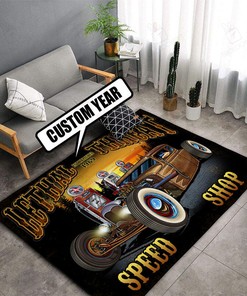 Personalized Lethal Threat Speed Shop Hot Rod Rug for Home Decor