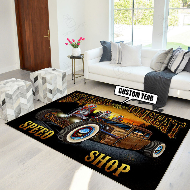 Personalized Lethal Threat Speed Shop Hot Rod Rug for Home Decor