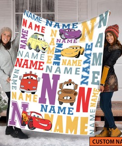 Personalized Lightning McQueen Fleece Sherpa Blanket, Cars Movie Design, Car Character, Kids Birthday Gift