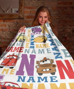 Personalized Lightning McQueen Fleece Sherpa Blanket, Cars Movie Design, Car Character, Kids Birthday Gift