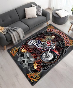 Personalized Motorbike Rider Or Die Area Rug for Home Decoration