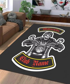 Personalized Motorcycle Club Area Rug for Garage Decor