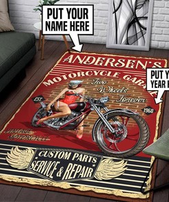 Personalized Motorcycle Garage Rug for Home Decoration