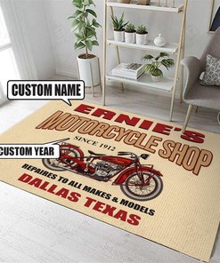 Personalized Motorcycle Shop Rug for Home Decoration