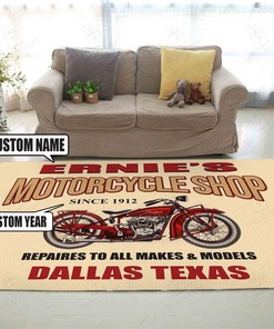 Personalized Motorcycle Shop Rug for Home Decoration