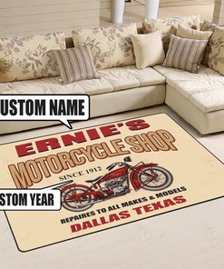 Personalized Motorcycle Shop Rug for Home Decoration