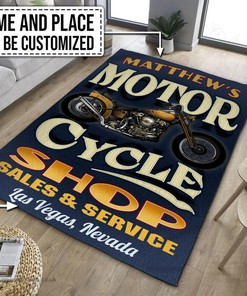 Personalized Motorcycle Shop Sale And Service Rug for Garage Decor