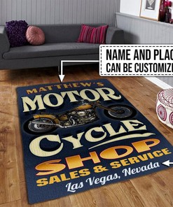 Personalized Motorcycle Shop Sale And Service Rug for Garage Decor