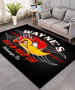 Personalized Mr. Horsepower Pinstripe Speed Shop Area Rug for Hot Rod Lovers