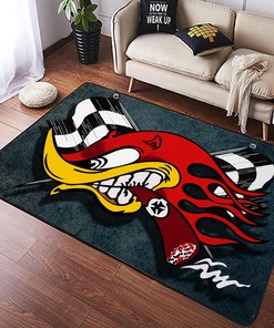 Personalized Mr. Horsepower Red Devil Garage Rug